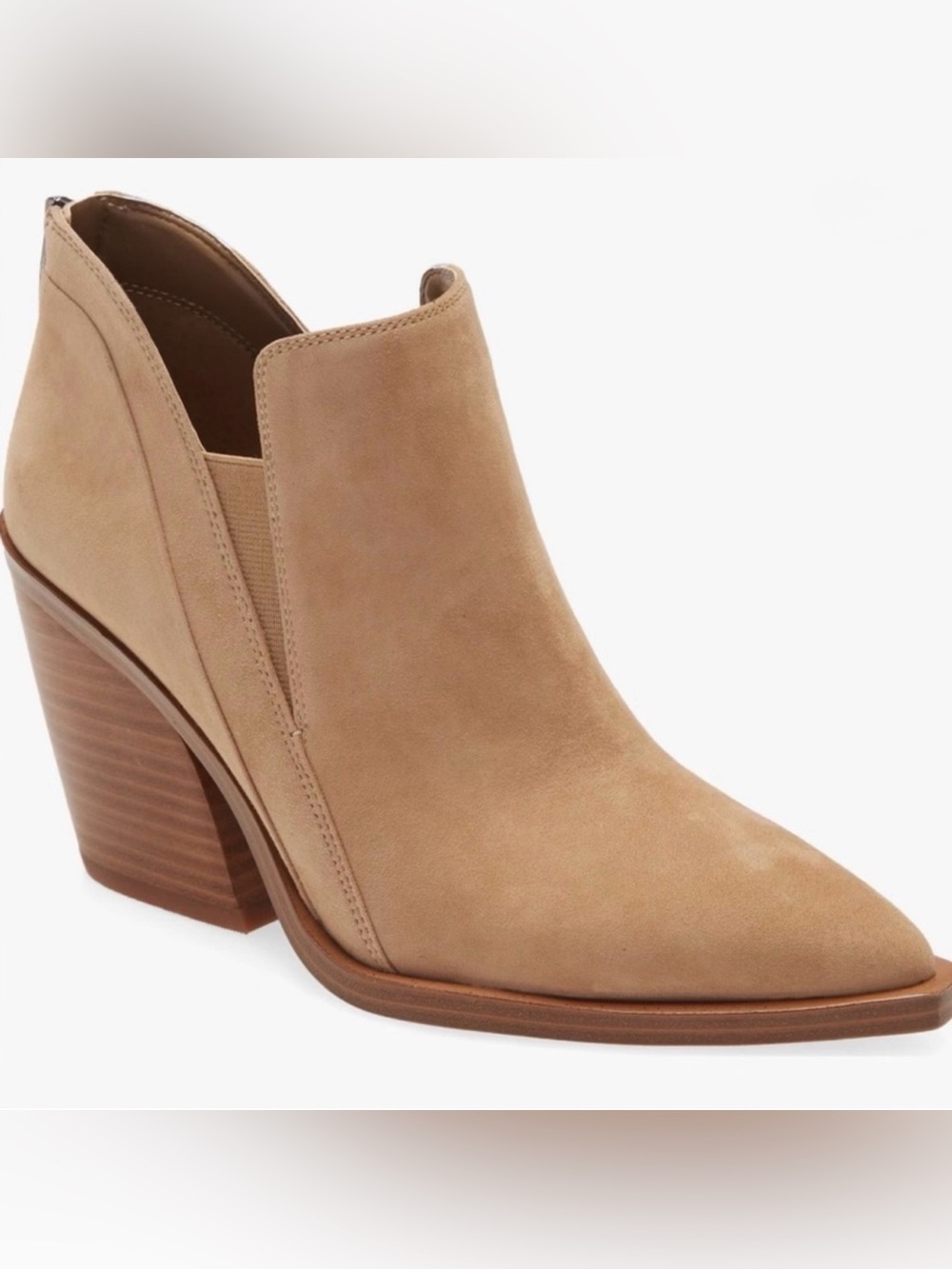 Vince Camuto Tan Suede Pointed Toe Ankle Booties